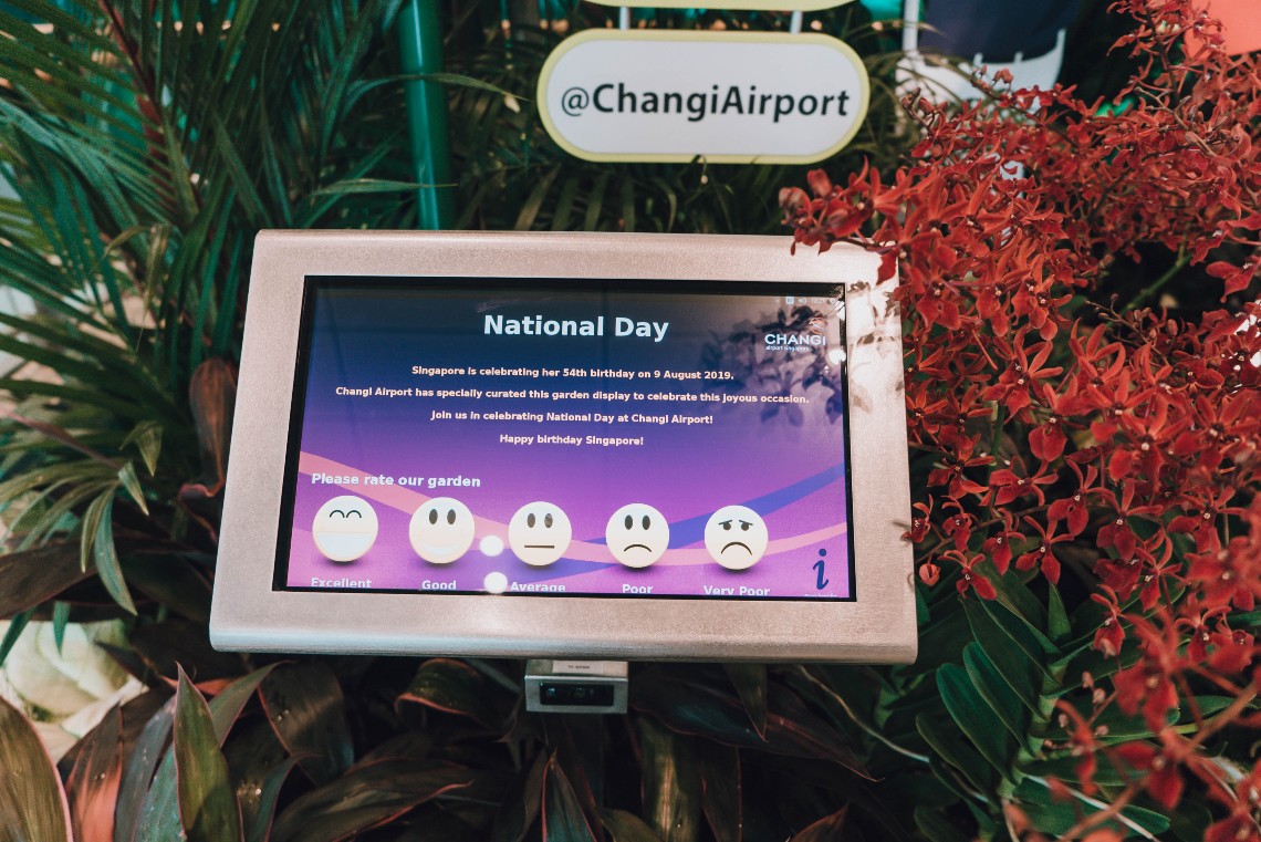 Touch screen for visitors to leave feedback on the flower displays